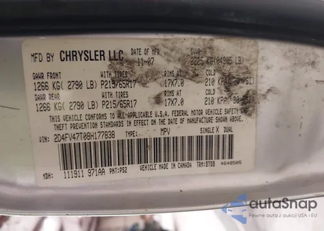 2008 Dodge Magnum z USA, uszkodzony, nr VIN 2D4FV47T08H177838